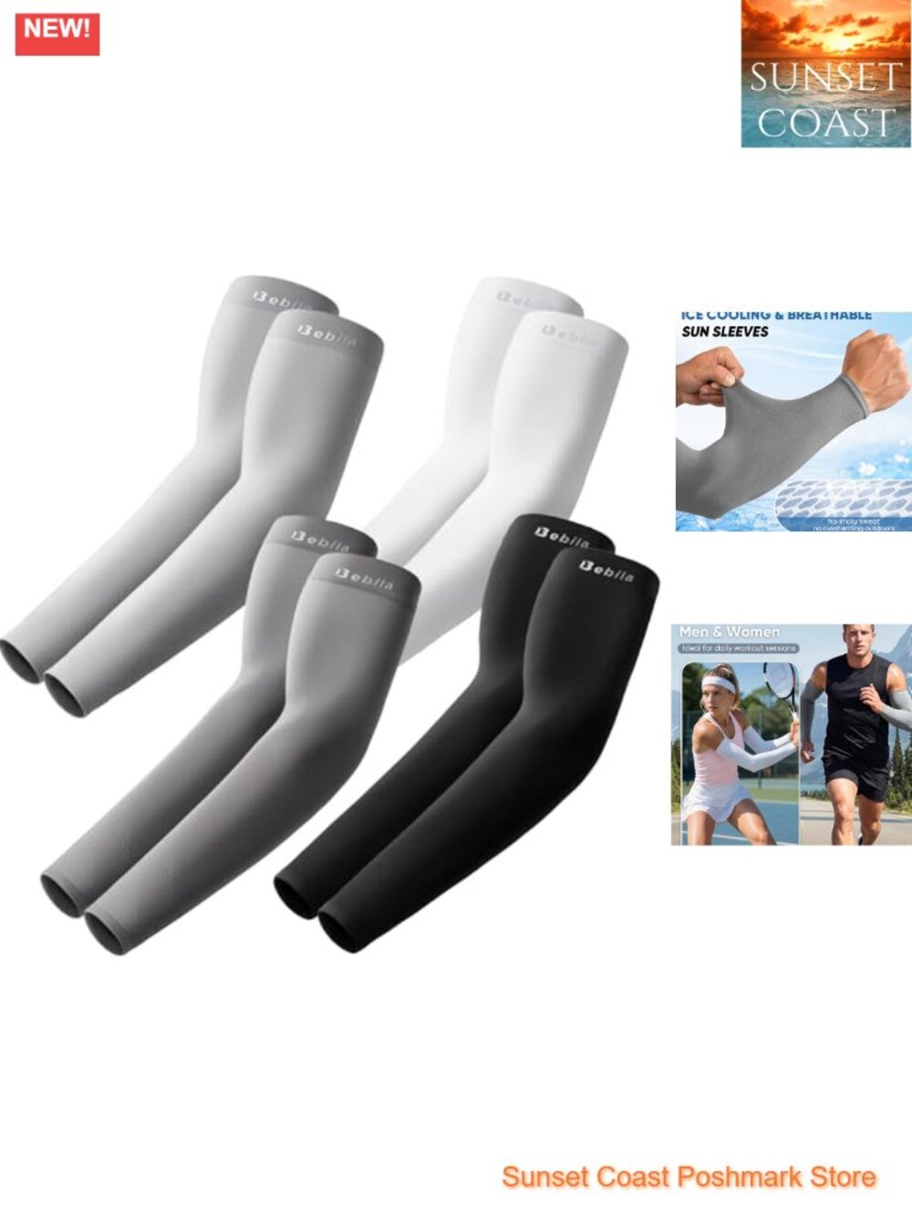 UV Protection Compression Arm Sleeves for Men Women Cooling Non-Slip Outdoor